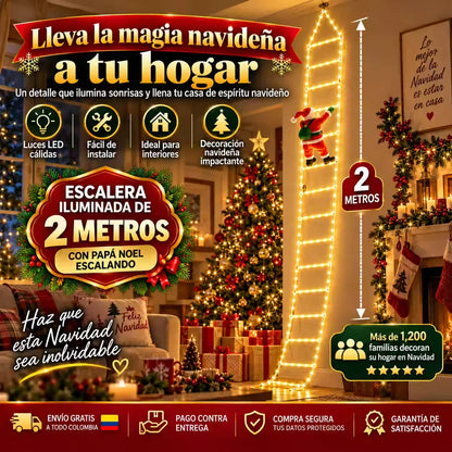 SantaLadder™ – Escalera LED Navideña de 2 Metros con Papá Noel 🎄