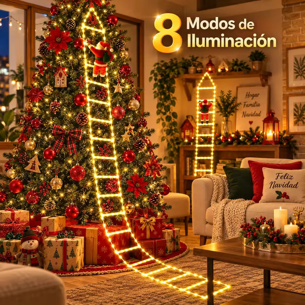 SantaLadder™ – Escalera LED Navideña de 2 Metros con Papá Noel 🎄