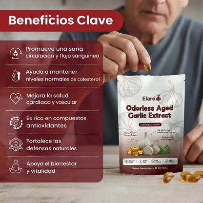 Extracto de Ajo Añejo - Apoya la vitalidad de tu corazón y circulación día a día en 30 días o menos