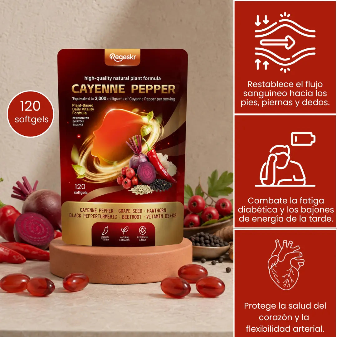Cayenne Pepper 120 SOFTGELS - Recupera la vitalidad de tu corazón y circulación en 30 dias o menos