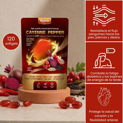 Cayenne Pepper 120 SOFTGELS - Recupera la vitalidad de tu corazón y circulación en 30 dias o menos