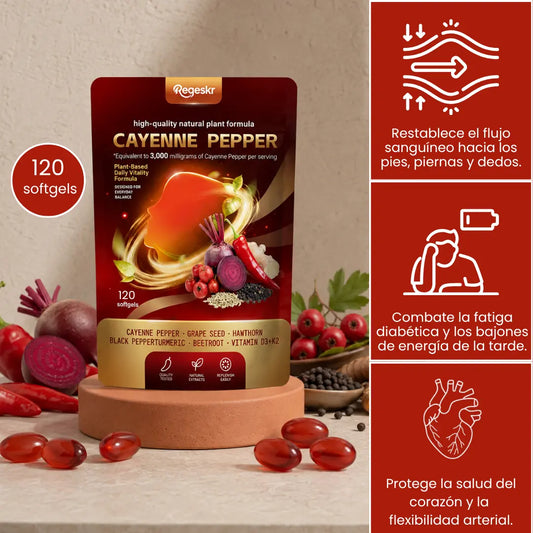 Cayenne Pepper 120 SOFTGELS - Recupera la vitalidad de tu corazón y circulación en 30 dias o menos